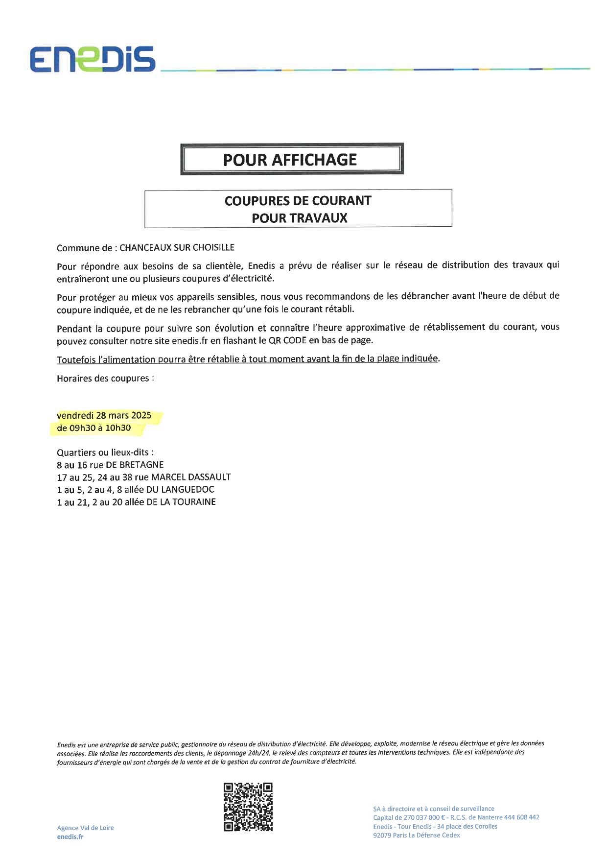 COUPURE ENEDIS 03 25